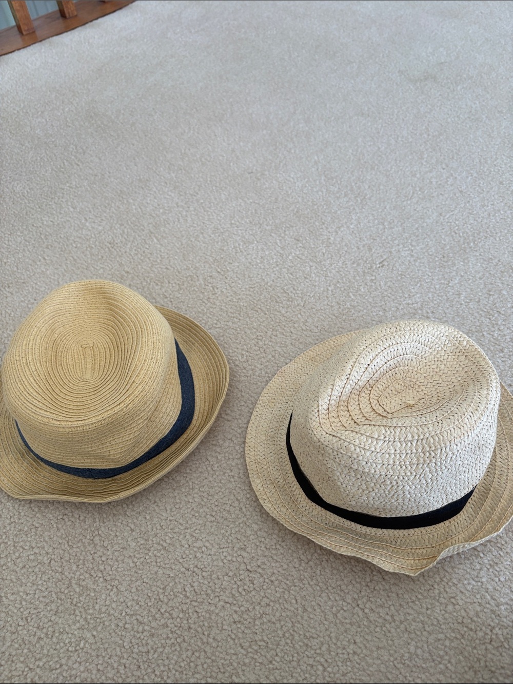 GAP Straw Fedora Hats with Black Bands - Natural & Tan